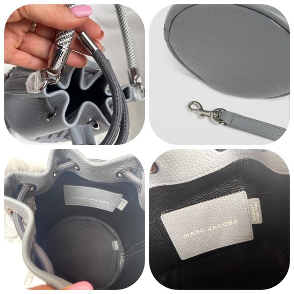 NWT MARC JACOBS Leather Bucket Bag In Wolf Grey - Picture 5 of 15